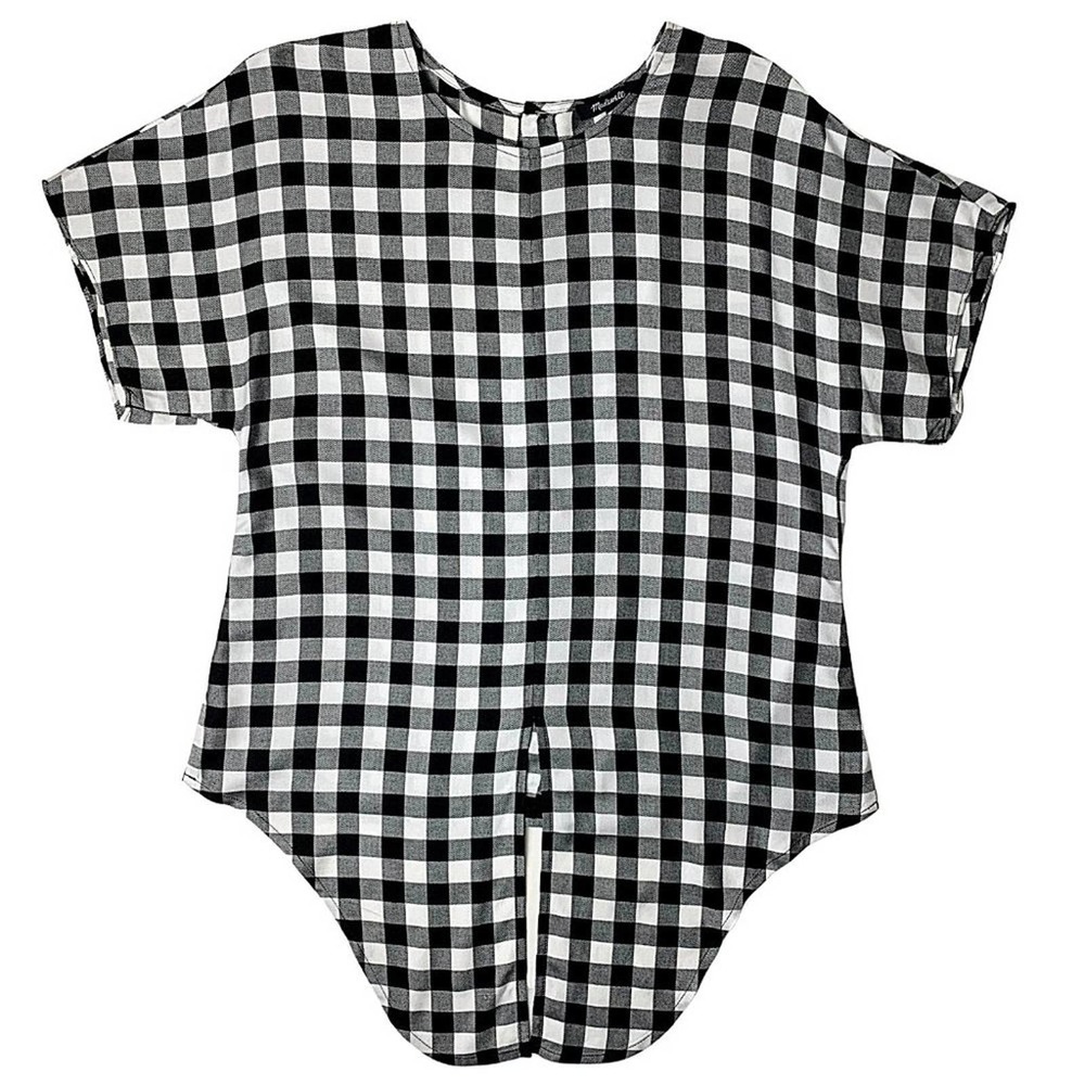 Madewell Buffalo Check Button-Back Tie-Front Tee - Picture 8 of 14